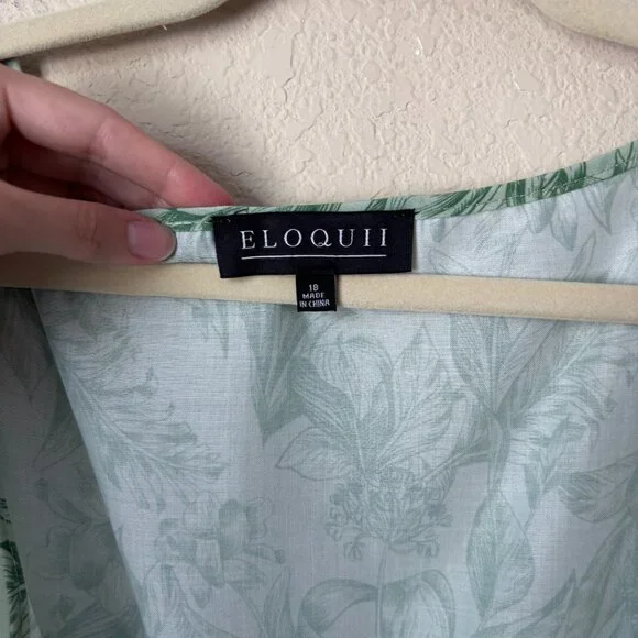 Eloquii 18 Floral Printed Tiered Bubble Sleeve Smocked Waist Midi Dress NEW - Picture 3 of 11